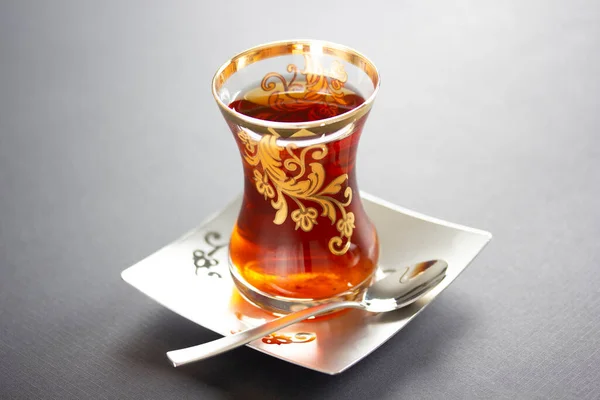 Chá Tradicional Turco Bebida Quente Chá Preto — Fotografia de Stock