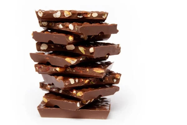 Chocolate Pieces White Background — Stock Photo, Image