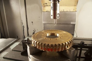 Metalworking CNC milling machine. Cutting metal modern processing technology.   clipart