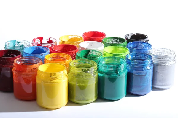 Różne Farby Szklanych Butelkach — Zdjęcie stockowe