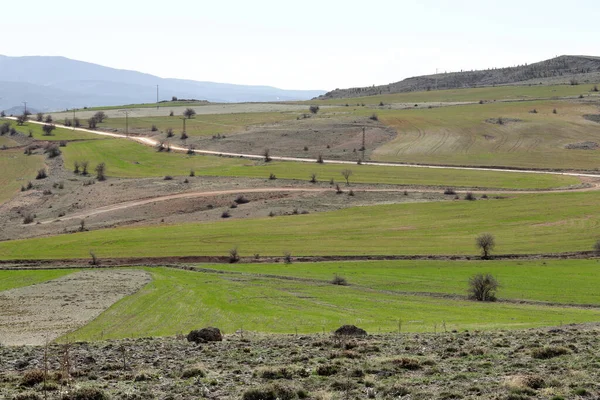 Tarım Arazisi Dağ Manzarası Arka Plan Dokusu — Stok fotoğraf