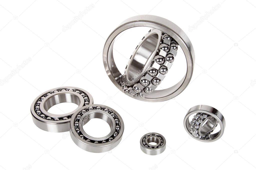 group ball bearings on a white background