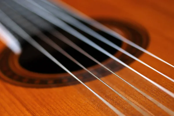 Zbliżenie Naturalne Drewno Gitara Akustyczna — Zdjęcie stockowe