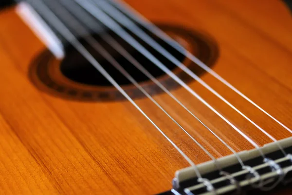 Close Natural Wood Acoustic Guitar — Stock Photo, Image