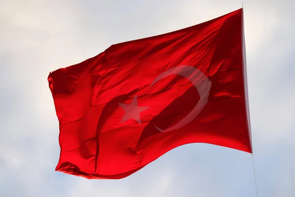 Bandera Turca Ondeando Cielo — Foto de Stock