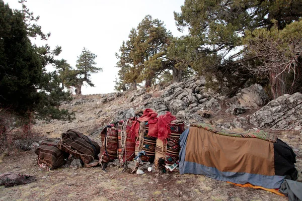 Sacs Laine Faits Main Utilisés Par Les Nomades — Photo