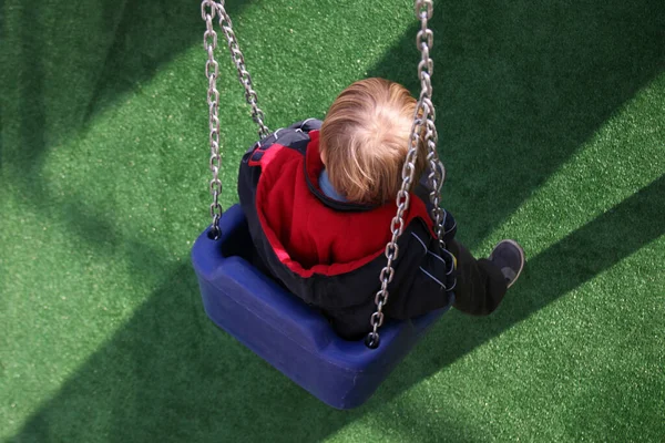 Boy Having Fun Swing Preschool — Stock Photo, Image