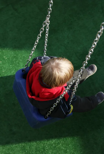 Boy Having Fun Swing Preschool — Stock Photo, Image