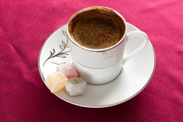 Traditional Turkish Coffee Turkish Delight — Stock Photo, Image