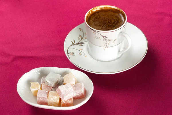 Traditional Turkish Coffee Turkish Delight — Stock Photo, Image