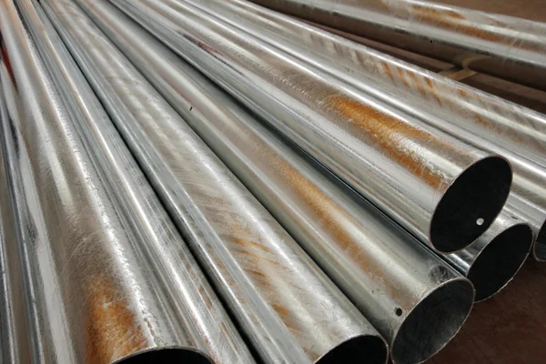 The steel pipes manufactured in the factory — Stock Photo, Image