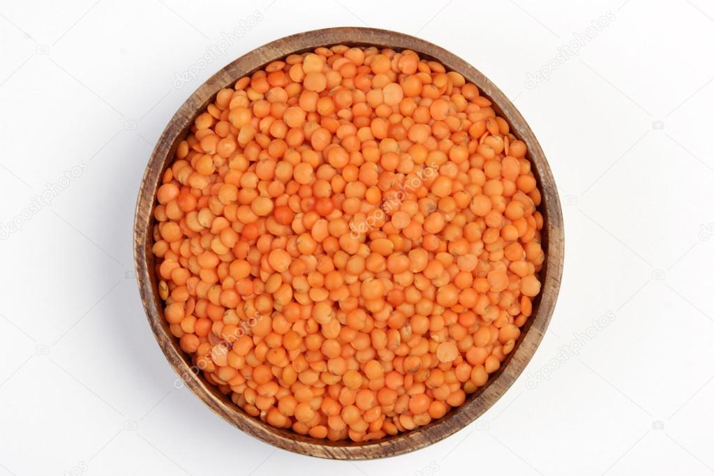 red lentils isolated on white