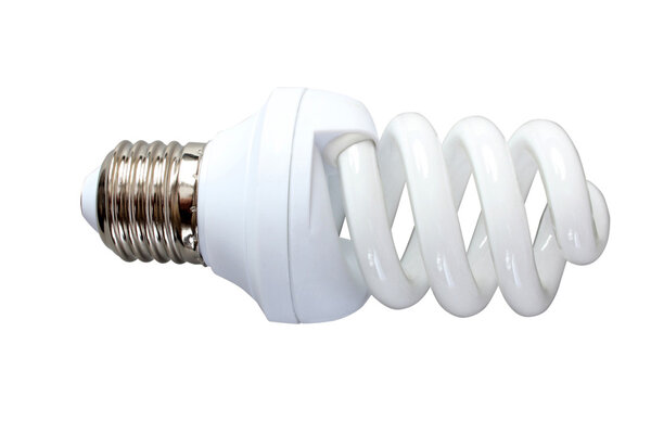 Энергосберегающая лампа на белом фоне
