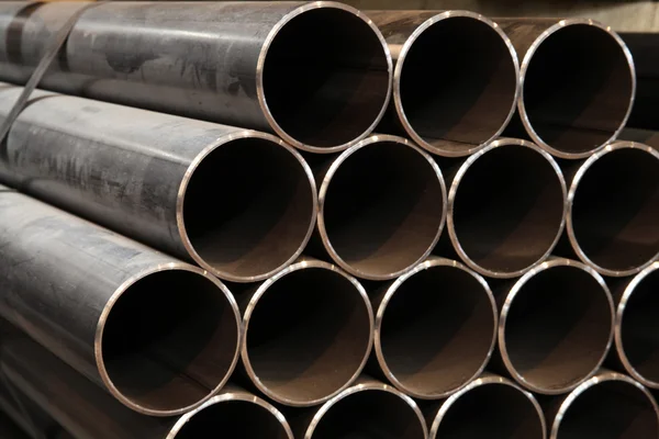 The steel pipes manufactured in the factory — Stock Photo, Image