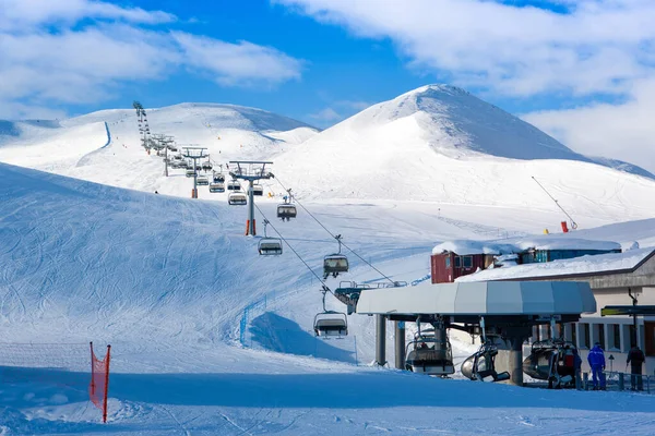 Livigno Itália Janeiro 2019 Estação Elevação Esqui Nas Montanhas Dolomitas — Fotografia de Stock