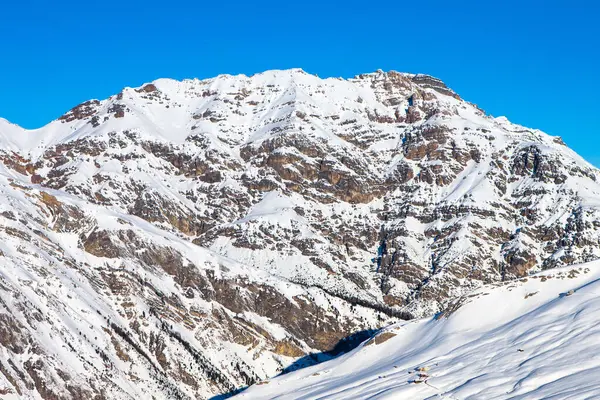 Bonita Paisagem Ensolarada Inverno Dos Alpes Dolomites Montanhas Diavolezza Peak — Fotografia de Stock