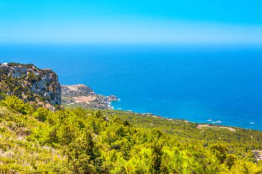 Yunanistan 'ın Rodos adasının güzel Akdeniz manzarası