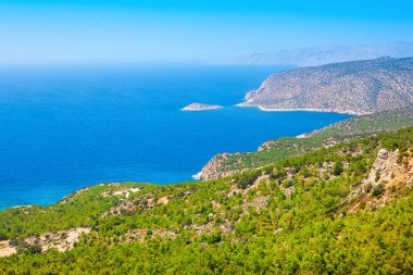 Yunanistan 'ın Rodos adasının güzel Akdeniz manzarası