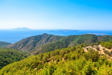 Yunanistan 'ın Rodos adasının güzel Akdeniz manzarası