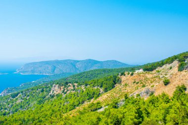 Yunanistan 'ın Rodos adasının güzel Akdeniz manzarası