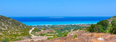 Yunanistan 'ın Rodos adasının Panoramik Akdeniz manzarası