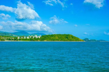 Koh Samui adasının yeşil kıyılarının güzel tropikal manzarası 