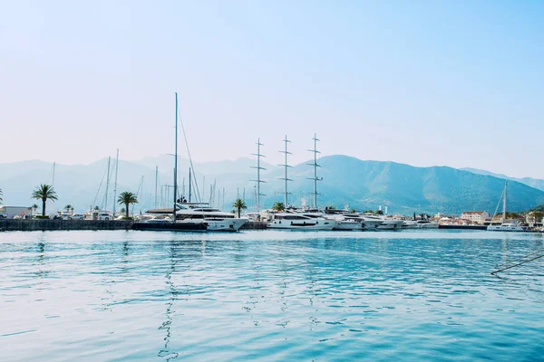 Tivat Karadağ Haziran 2021 Porto Karadağ Daki Yat Marinasının Deniz — Stok fotoğraf