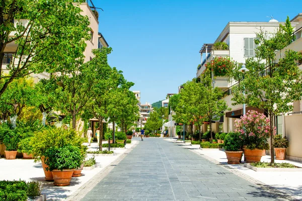 Tivat, Karadağ - 28 Haziran 2021: Boka Körfezi kıyılarındaki Porto Karadağ Marina 'nın manzarası 