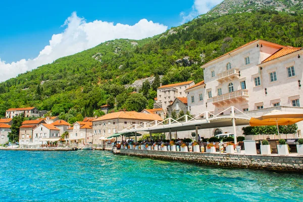 Perast Montenegro Julho 2021 Bela Paisagem Verão Com Cidade Histórica — Fotografia de Stock