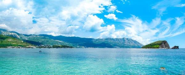 Vacker Panoramautsikt Över Zavalahalvön Budva Stad Vid Kusten Adriatiska Havet — Stockfoto