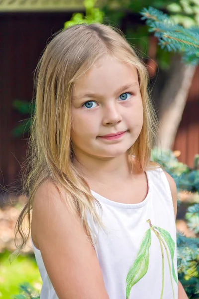 Aranyos lány, nagy kék szemek — Stock Fotó