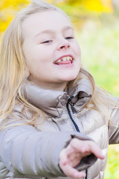 Cute laugh girl in sunlight — Stock Photo, Image