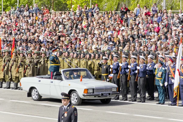 Russian ceremony of the opening military parade on annual Victor — Stock Photo, Image