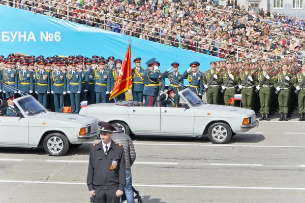 Cerimônia russa do desfile militar de abertura em Victor anual — Fotografia de Stock