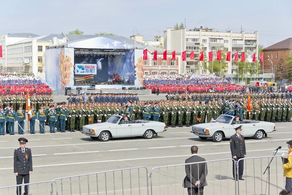 Cerimônia russa do desfile militar de abertura em Victor anual — Fotografia de Stock