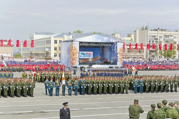 Cerimônia russa do desfile militar de abertura em Victor anual — Fotografia de Stock