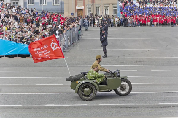 Motocicletas militares russas no desfile no Dia da Vitória anual — Fotografia de Stock