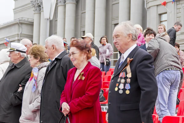 Russian veteran on celebration at the parade on annual Victory D — Stock Photo, Image