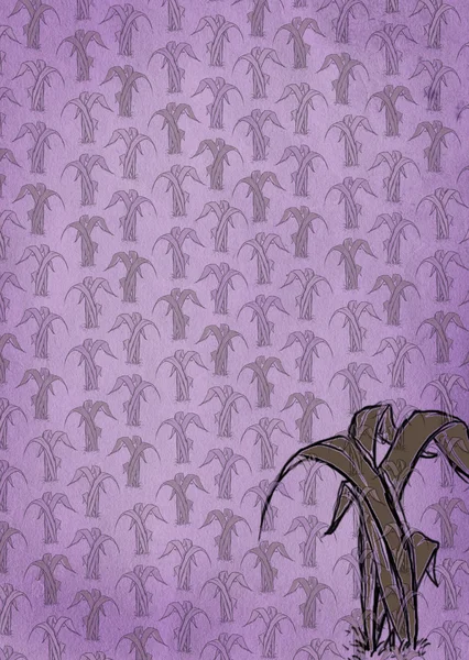 Viejo papel grunge violeta con flores — Foto de Stock