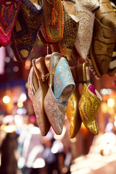 Marockanska Traditionella Skor Marrakech Souq Marknaden — Stockfoto