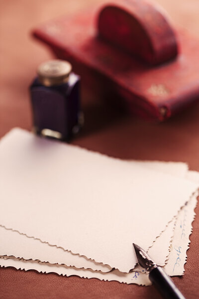 Vintage red leather ink blotter