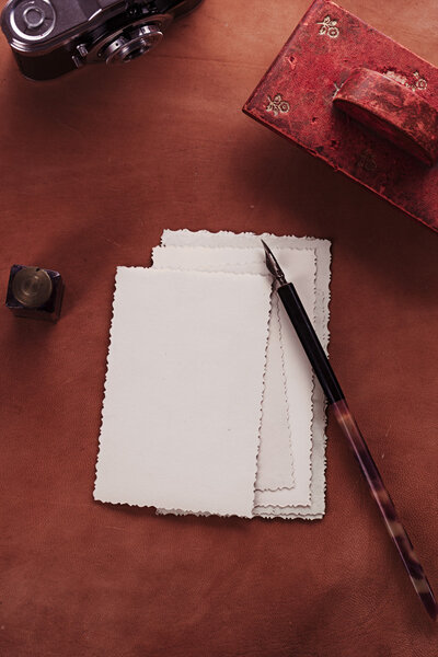 Vintage red leather ink blotter