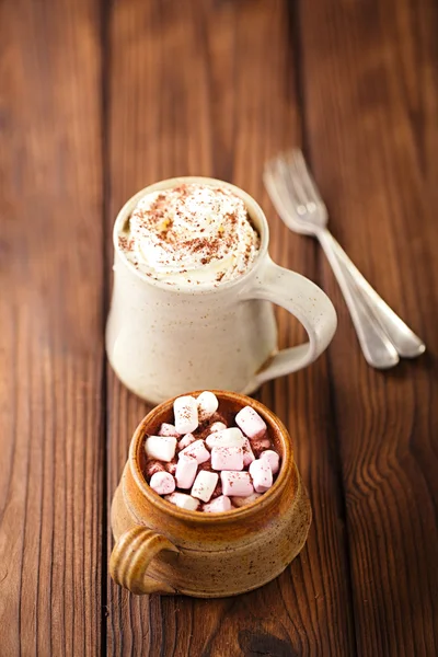 Hot chocolat vintage mugs, — Stock Photo, Image