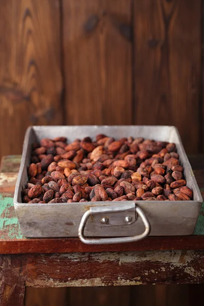 Palone ziarna kakao czekolada — Zdjęcie stockowe