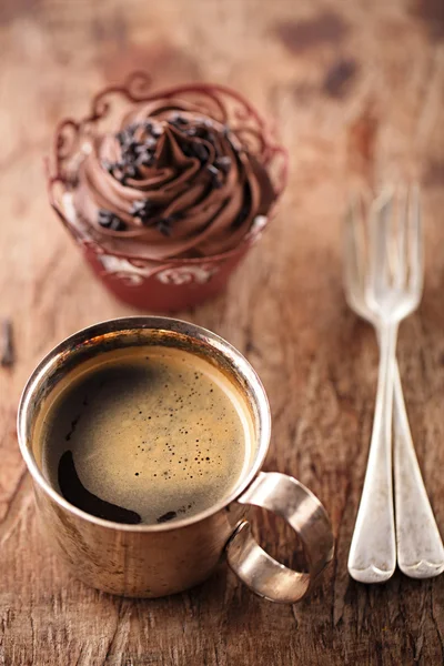 Kaffe och cupcake — Stockfoto