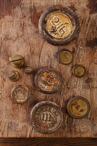 Vintage brass kitchen  weights — Stock Photo, Image