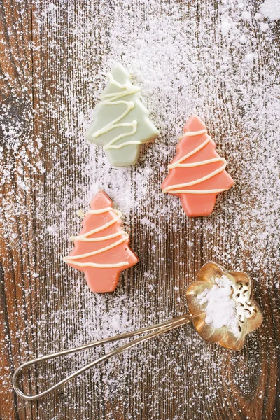 Pembe Noel ağacı ev yapımı tatlılar — Stok fotoğraf