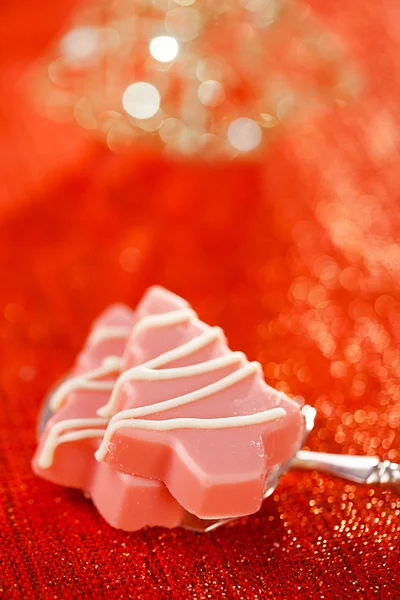 Pink christmas trees homemade sweets — Stock Photo, Image