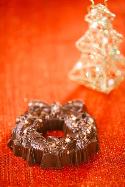 Dark chocolate with nuts and rice crisps — Stock Photo, Image