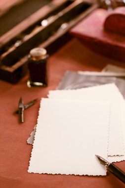 Retro Fotoğraflar, vintage mürekkep, kalem, kurutma kağıdı